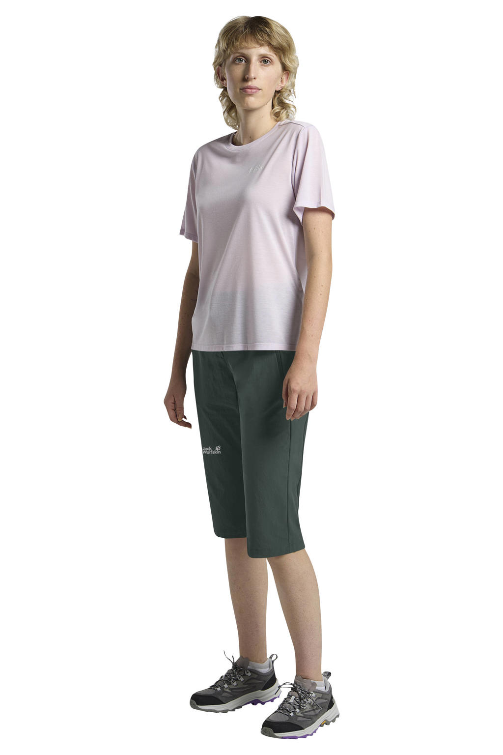 Groene dames Jack Wolfskin capri van polyester met regular waist en rits- en drukknoopsluiting