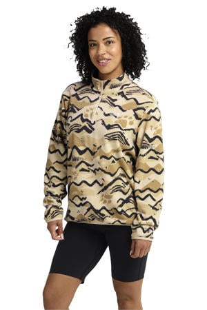fleece trui all over print beige