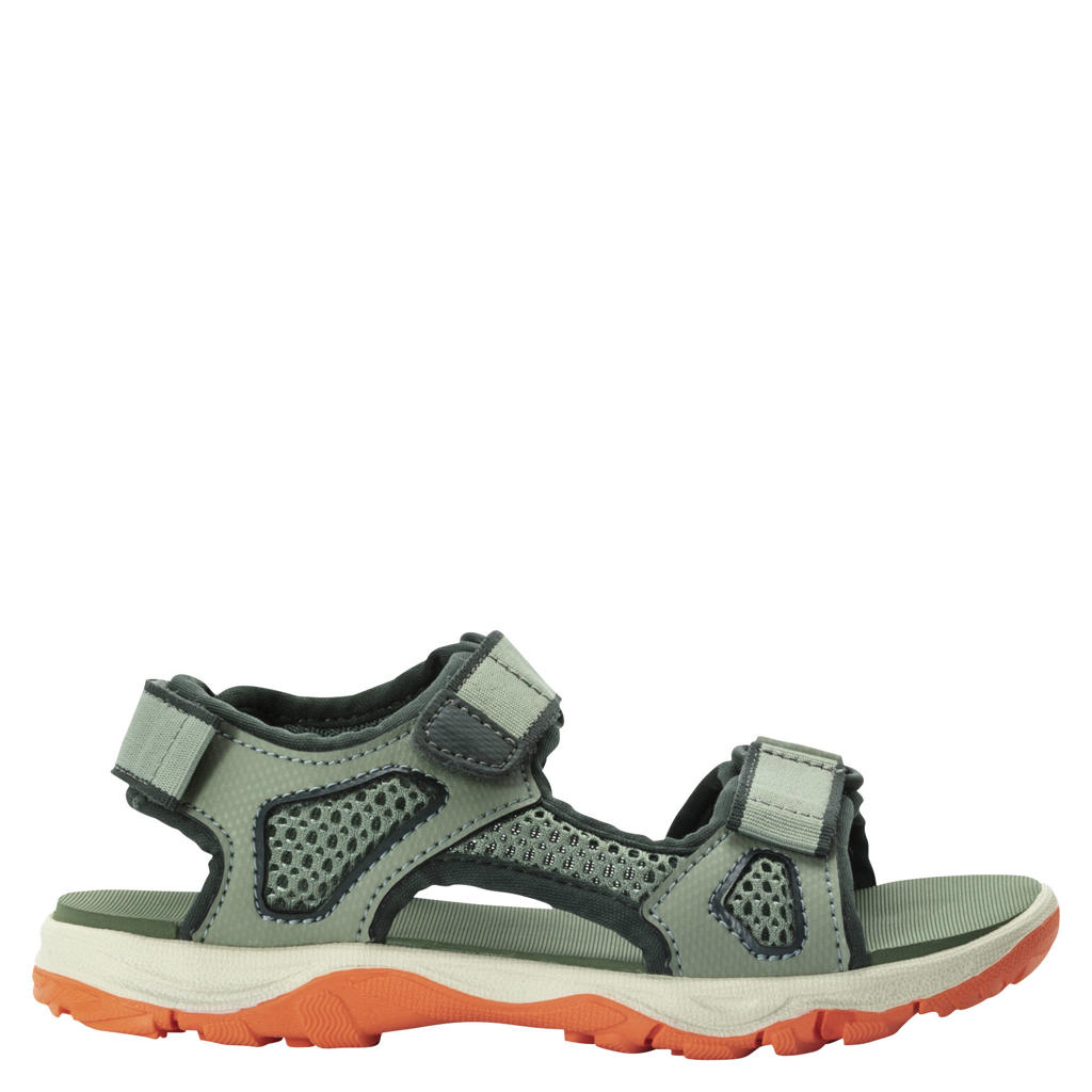 Donkergroene jongens en meisjes Jack Wolfskin Taraco Beach wandelschoenen mingroen van mesh/voering: mesh/voetbed: mesh met klittenband