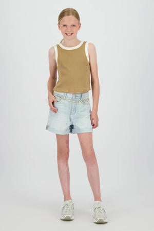 mouwloze top bruin