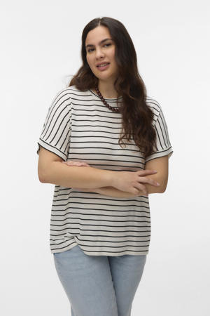 gestreepte T-shirt ecru gebreid