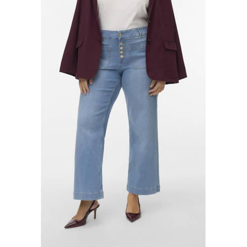 VERO MODA CURVE high waist wide leg jeans medium blue denim afbeelding