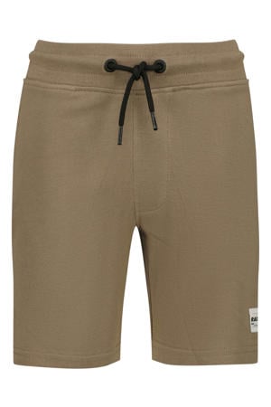 relaxed regular waist casual short zand met textuur