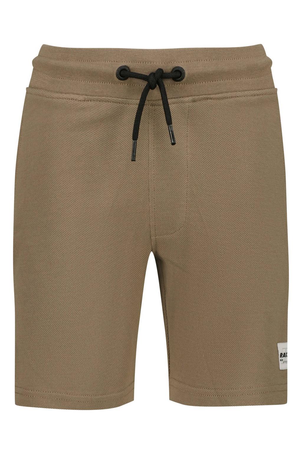 Zandkleurige jongens Raizzed relaxed regular waist casual short van katoen met elastische tailleband met koord en effen