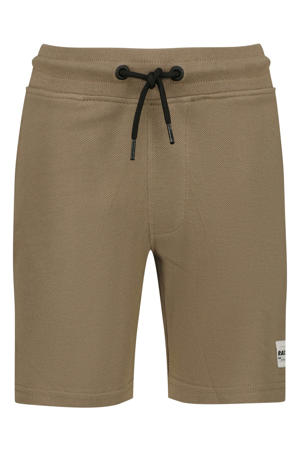 relaxed regular waist casual short zand met textuur