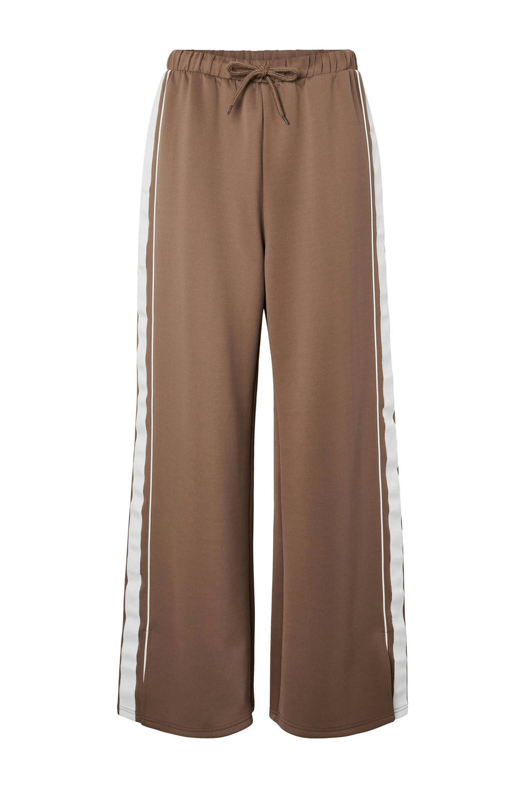Bruine dames PIECES Curve high waist casual broek van polyester met loose fit en effen