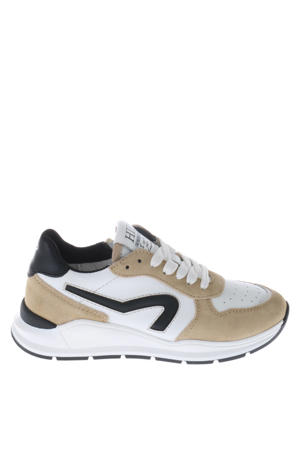 leren sneakers wit/beige/zwart