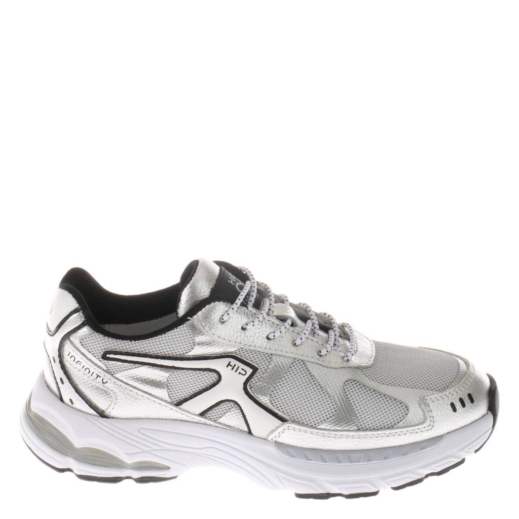 Zilverkleurige jongens Hip leren sneakers met veters
