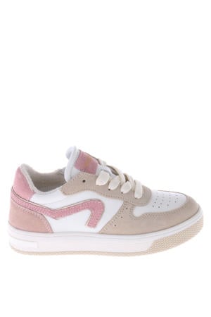 leren sneakers wit/roze