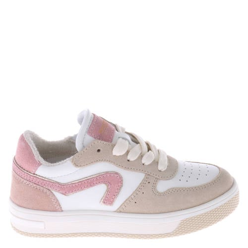 Hip leren sneakers wit/roze