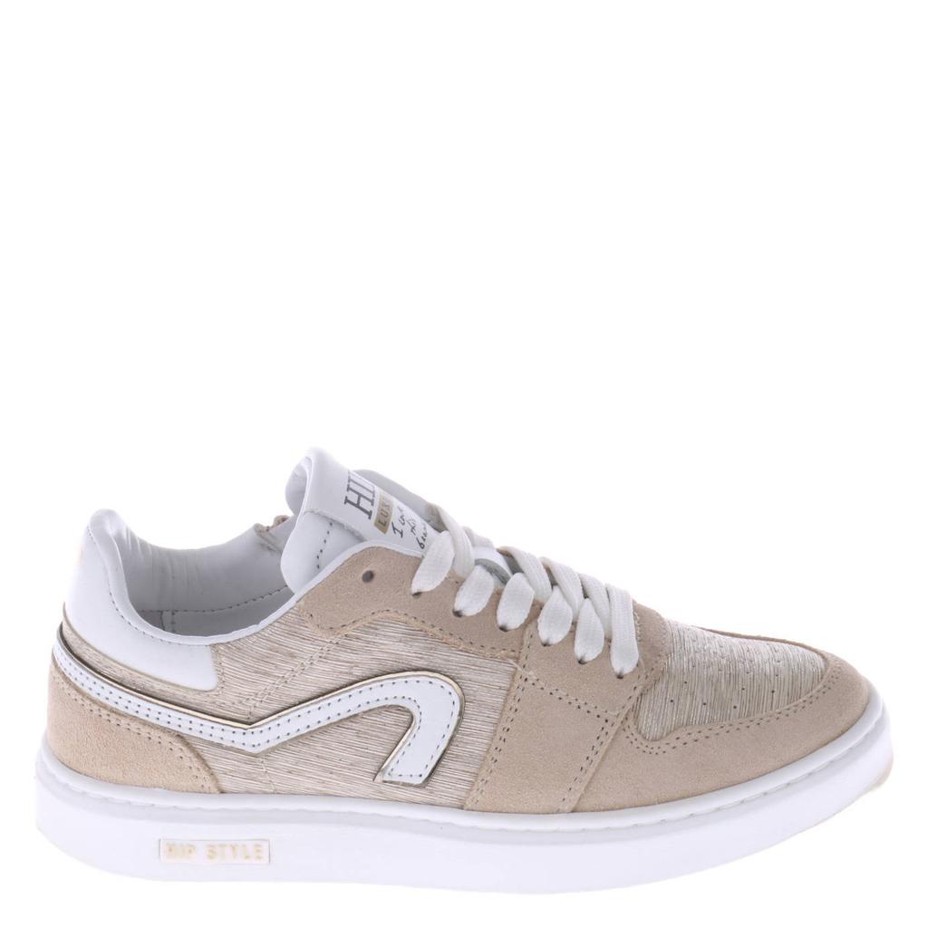 Beige jongens Hip leren sneakers met veters