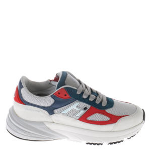 leren sneakers grijs/rood/donkerblauw