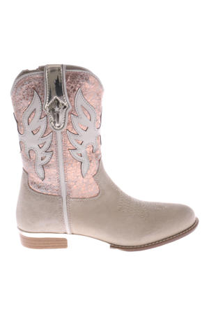 leren laarzen beige/metallic roze