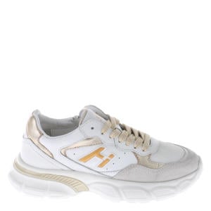 leren sneakers wit/goud