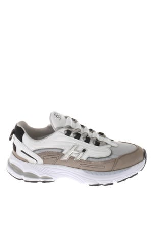 leren sneakers wit/beige/grijs