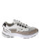 Hip leren sneakers wit/beige/grijs
