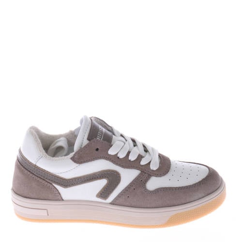 Hip leren sneakers wit/taupe