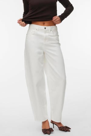 high waist barrel jeans wit