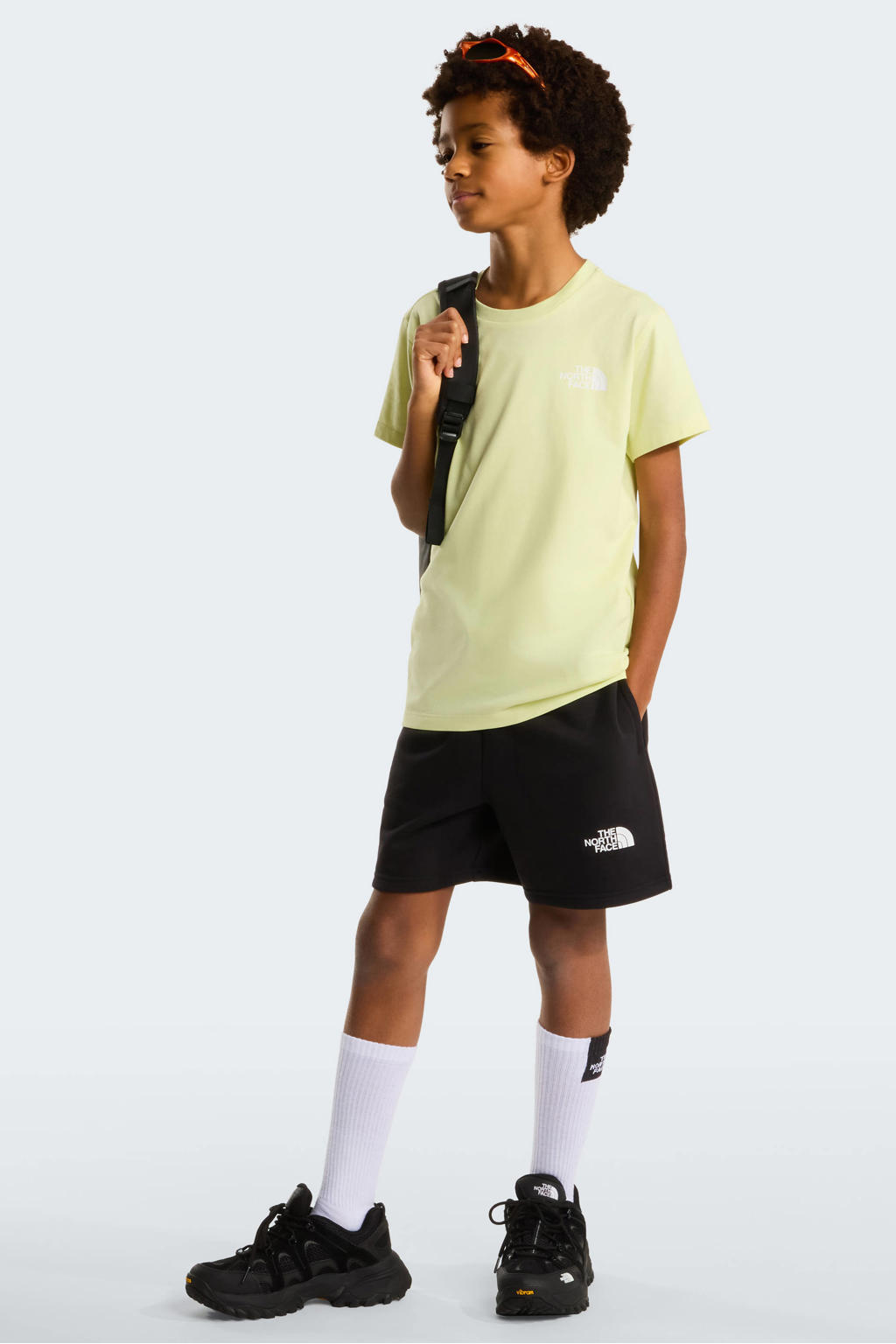Gele jongens en meisjes The North Face T-shirt van katoen met effen, korte mouwen en ronde hals