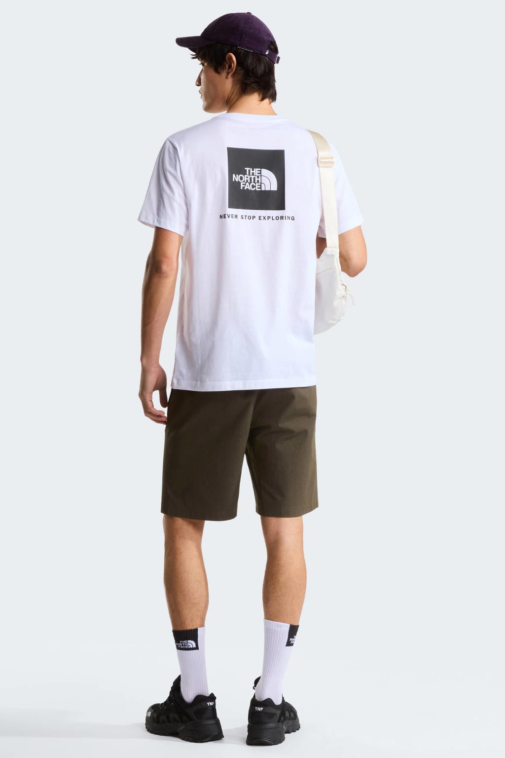 Witte heren The North Face T-shirt Evolution NSE van katoen met logo dessin, korte mouwen en ronde hals