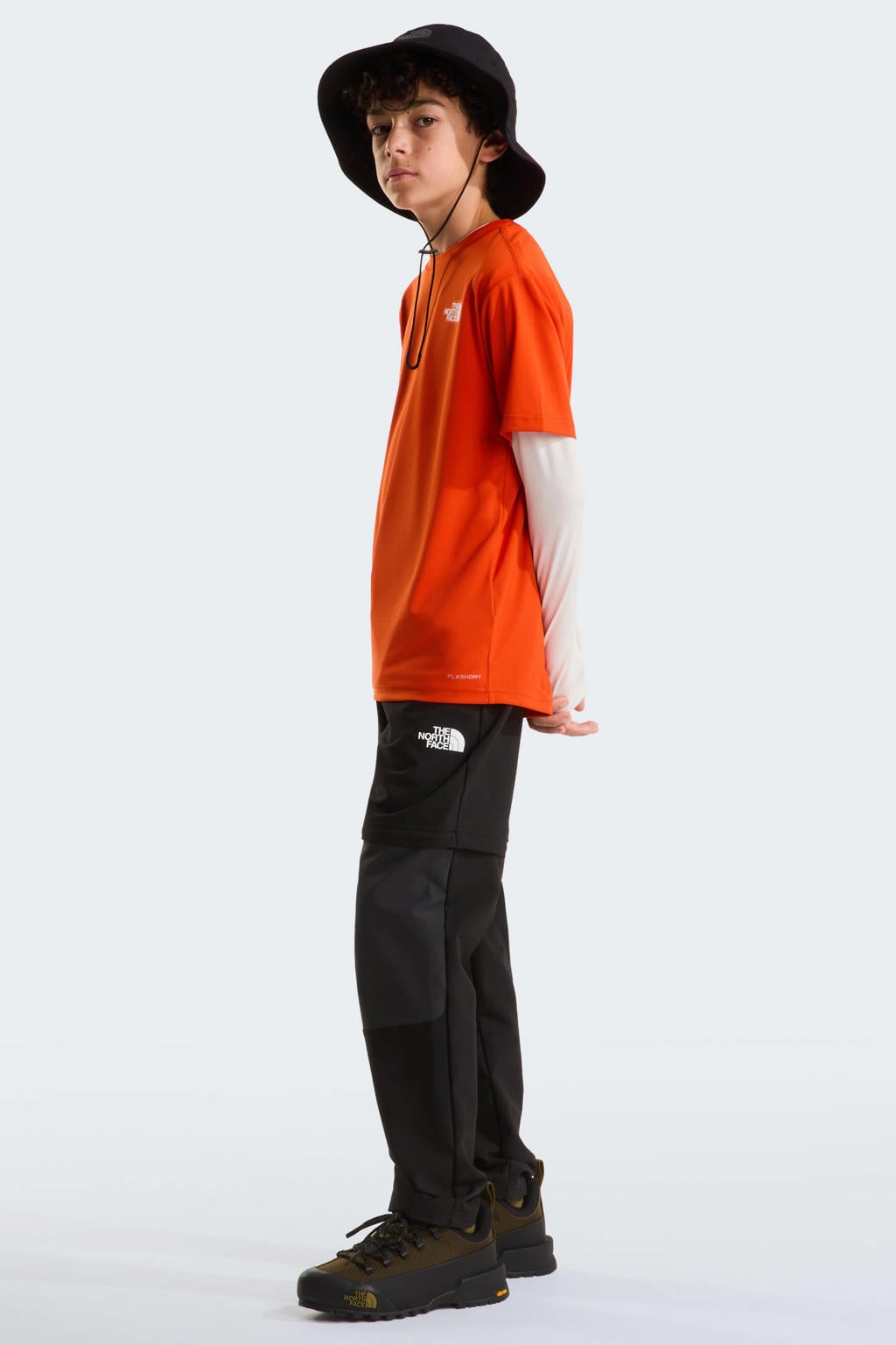 Rode jongens en meisjes The North Face T-shirt van polyester met logo dessin, korte mouwen en ronde hals