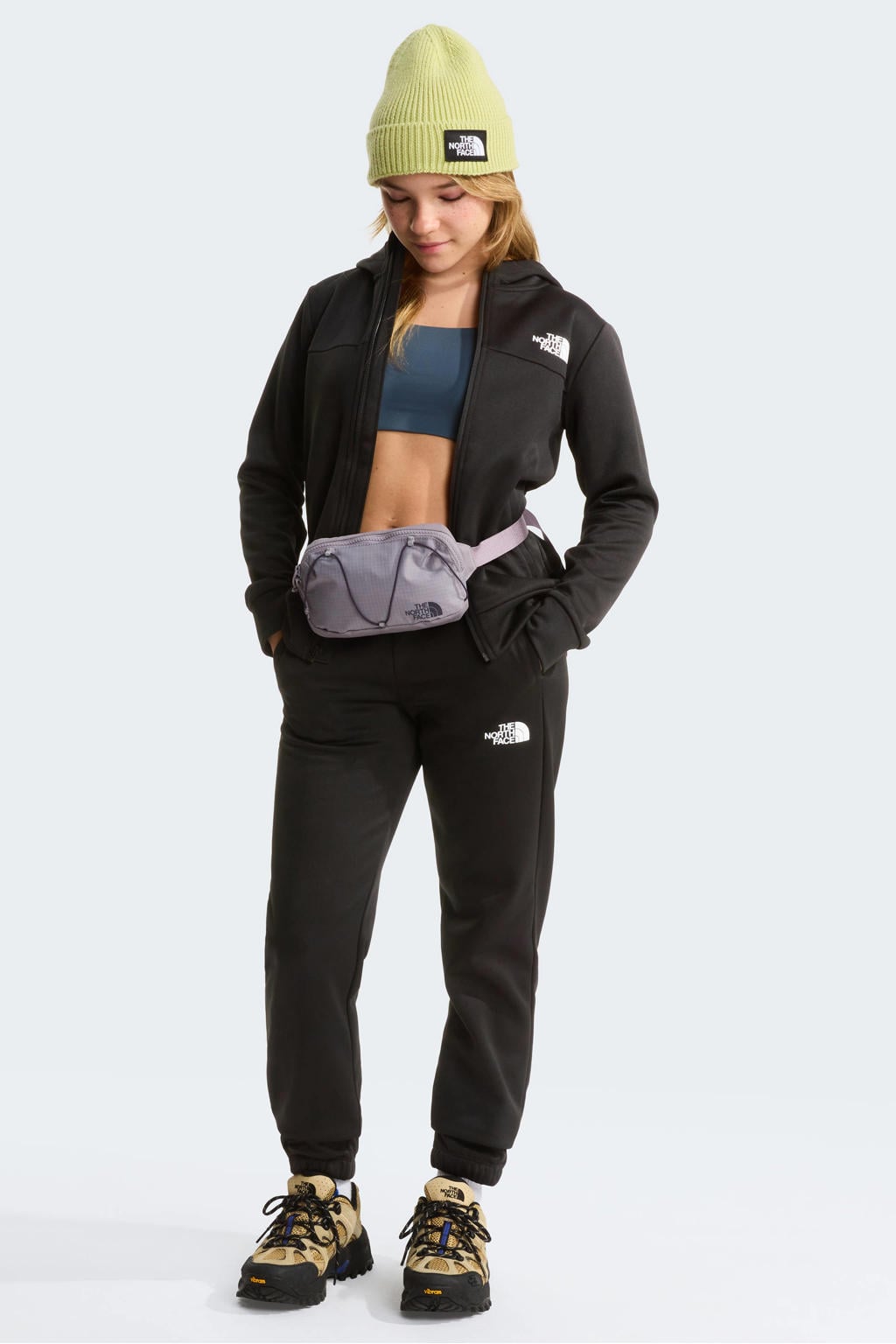 Zwarte jongens en meisjes The North Face joggingbroek Reaxion van polyester met effen