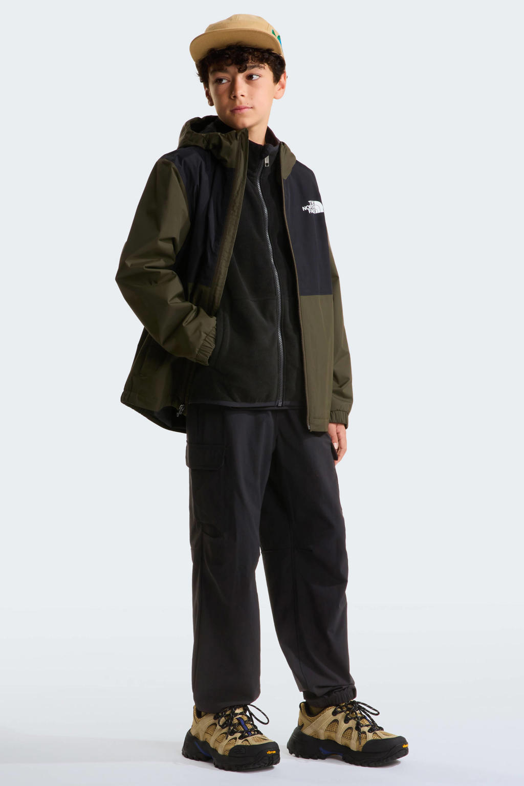 Zwarte jongens en meisjes The North Face fleece vest Glacier met effen, lange mouwen, capuchon en ritssluiting