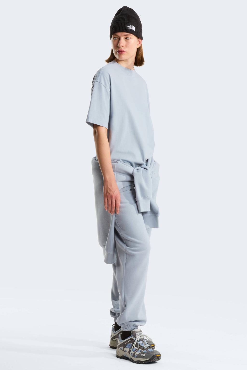 Blauwe dames The North Face T-shirt Essential Simple Dome van katoen met effen, korte mouwen en ronde hals