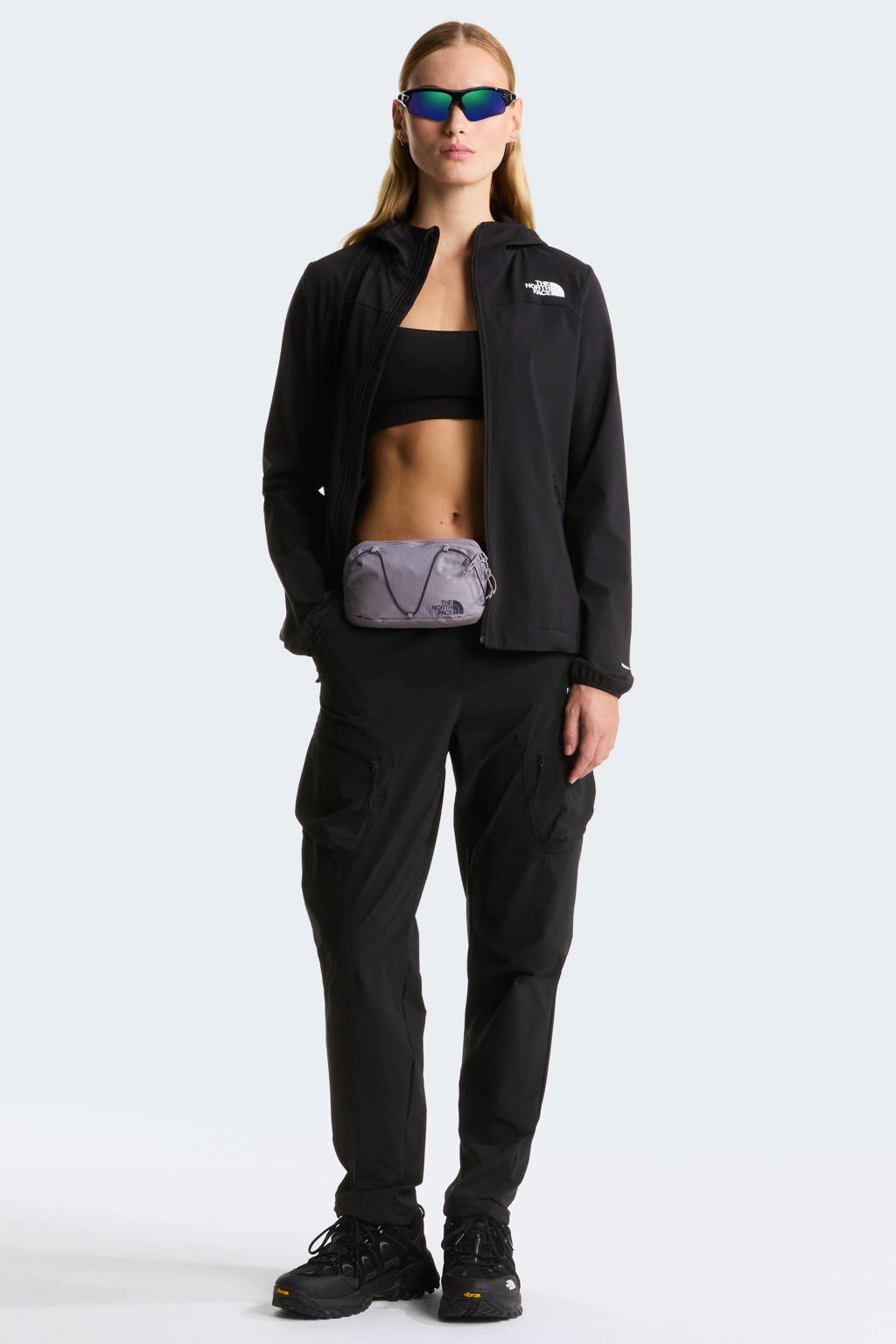 Zwarte dames The North Face softshell jas Nimble 2.0 met lange mouwen, capuchon en ritssluiting