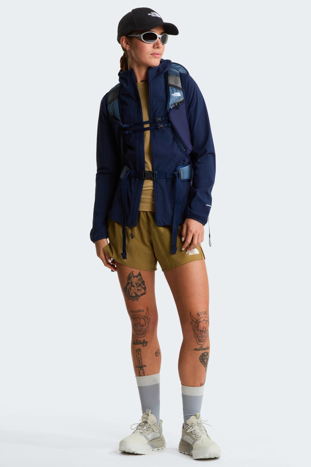 Donkerblauwe dames The North Face softshell jas Nimble 2.0 met lange mouwen, capuchon en ritssluiting