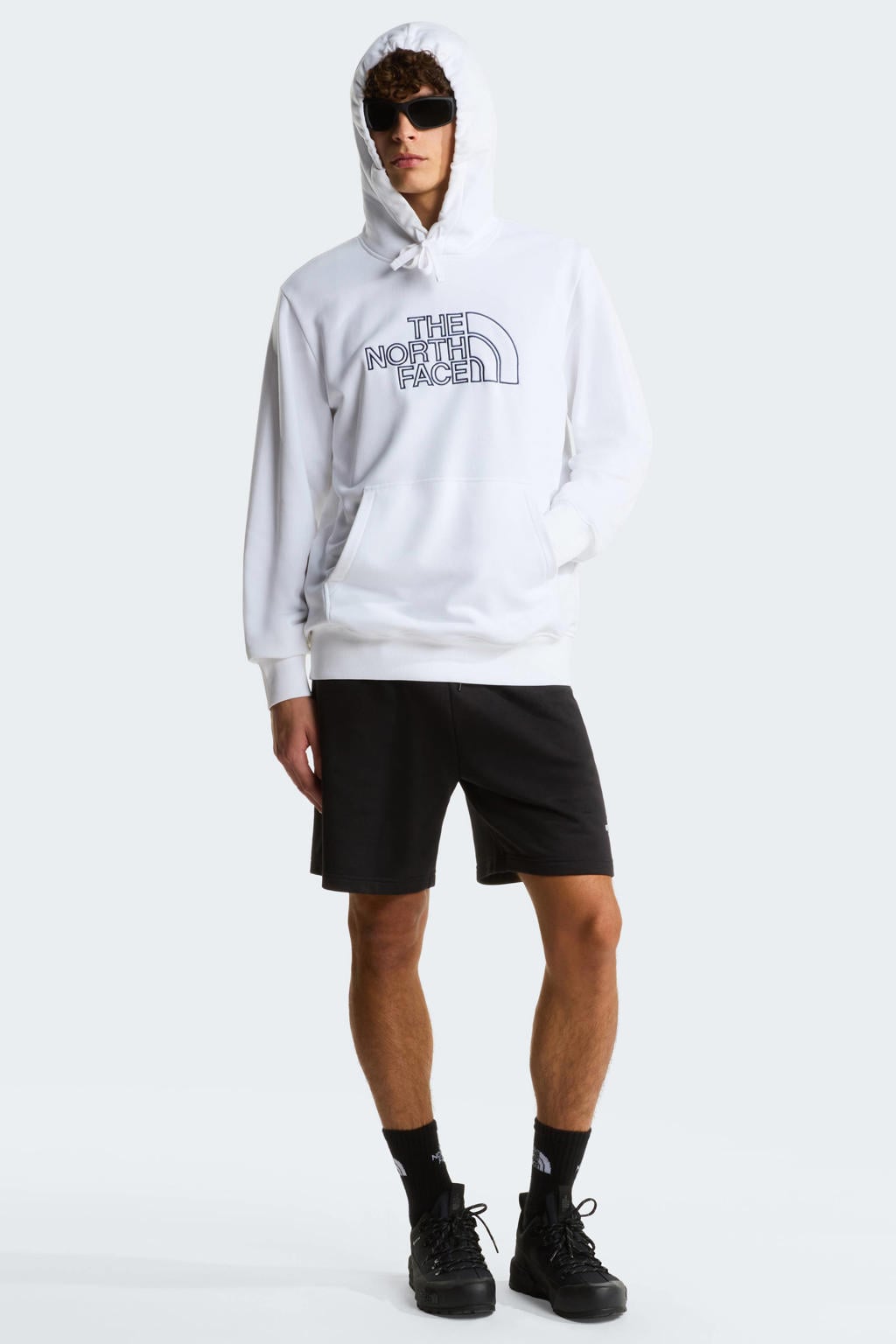 Zwarte heren The North Face short Simple Dome van katoen met regular fit, elastische tailleband met koord en effen
