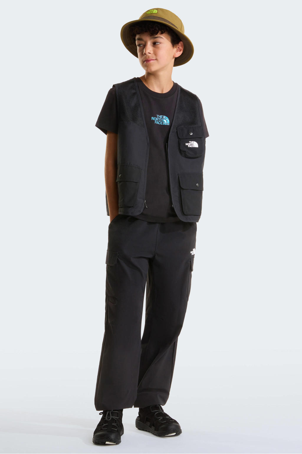 Zwarte jongens en meisjes The North Face T-shirt Liquid Logo van katoen met printopdruk, korte mouwen en ronde hals