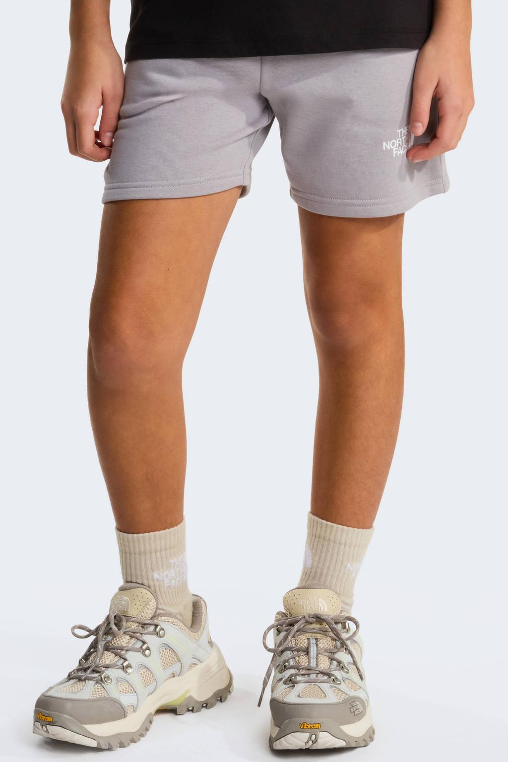 Grijze jongens en meisjes The North Face short Simple Dome van katoen met elastische tailleband met koord en effen