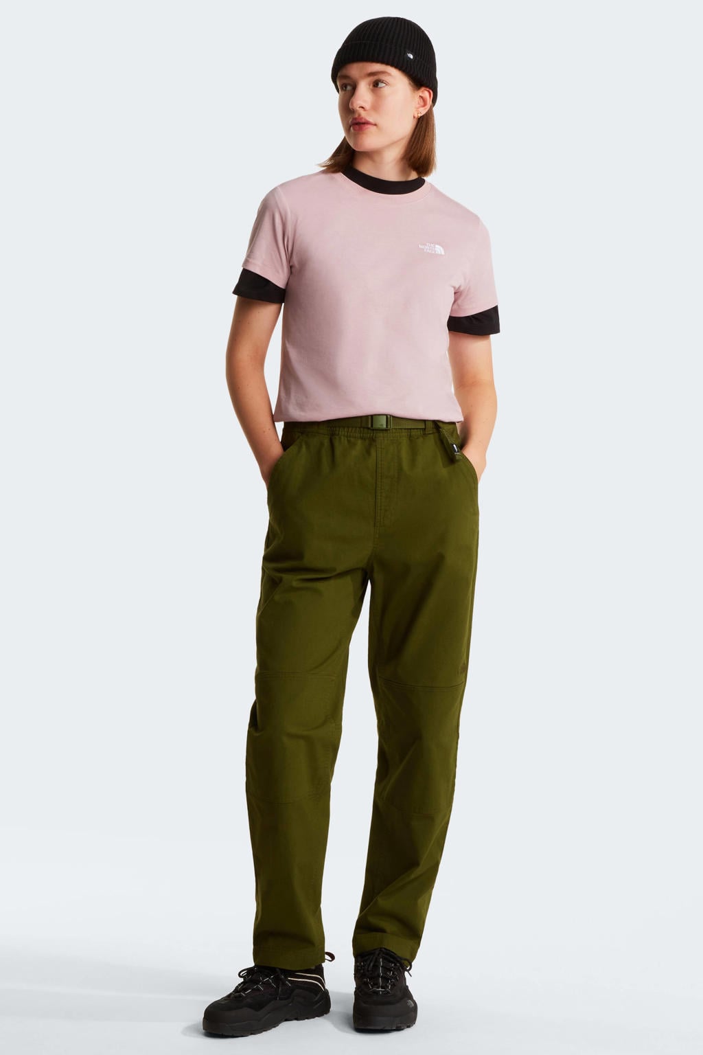Roze dames The North Face T-shirt Evolution Simple Dome van katoen met effen, korte mouwen en ronde hals
