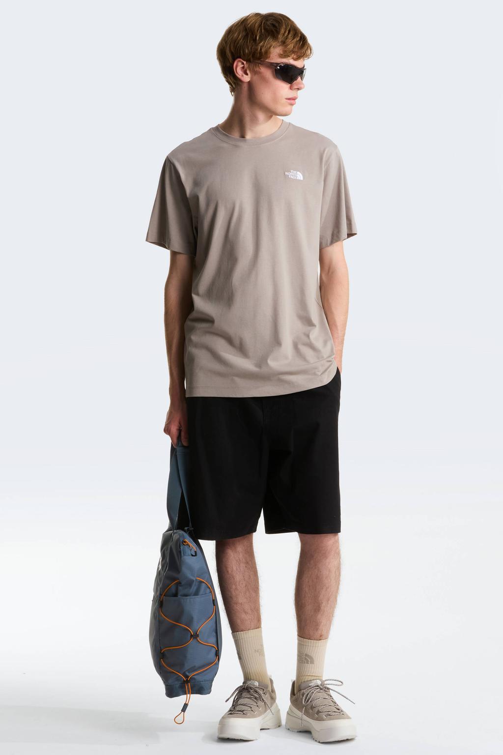 Grijze heren The North Face T-shirt Evolution Simple Dome van katoen met effen, korte mouwen en ronde hals