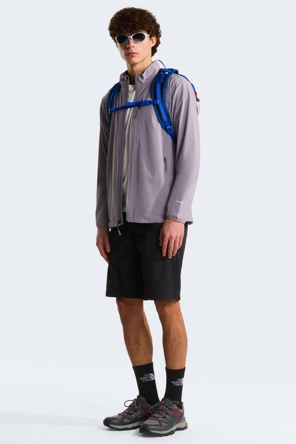 Grijze heren The North Face softshell jas Nimble 2.0 met lange mouwen, opstaande kraag en ritssluiting