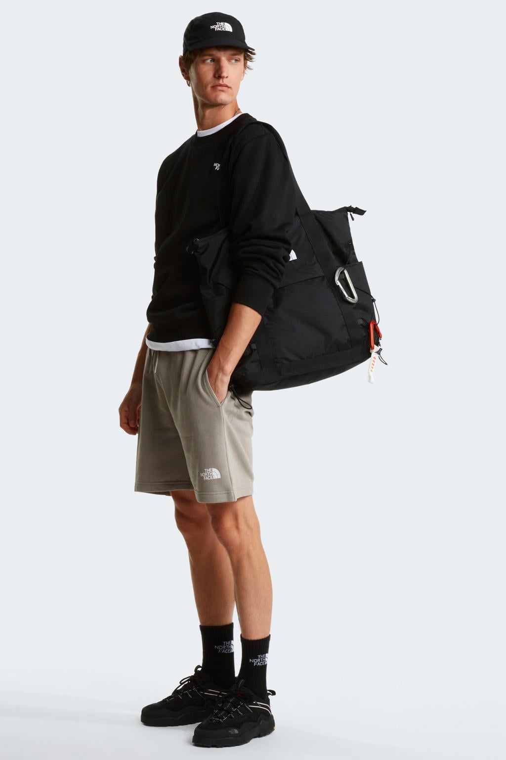 Ecru heren The North Face short Simple Dome van katoen met regular fit, elastische tailleband met koord en effen