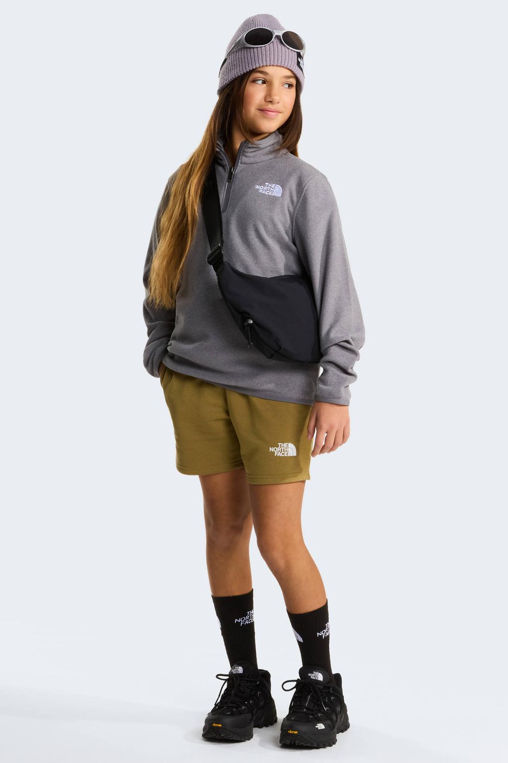 Groene jongens en meisjes The North Face short Simple Dome van katoen met elastische tailleband met koord en effen