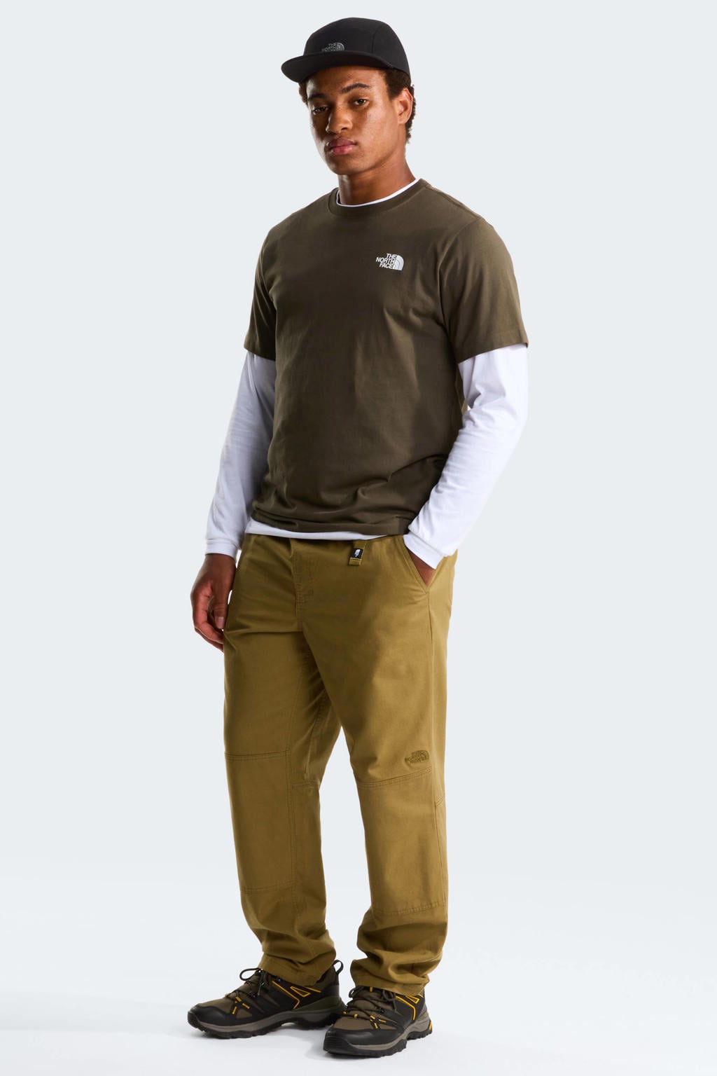 Taupe heren The North Face T-shirt van katoen met backprint, korte mouwen en ronde hals