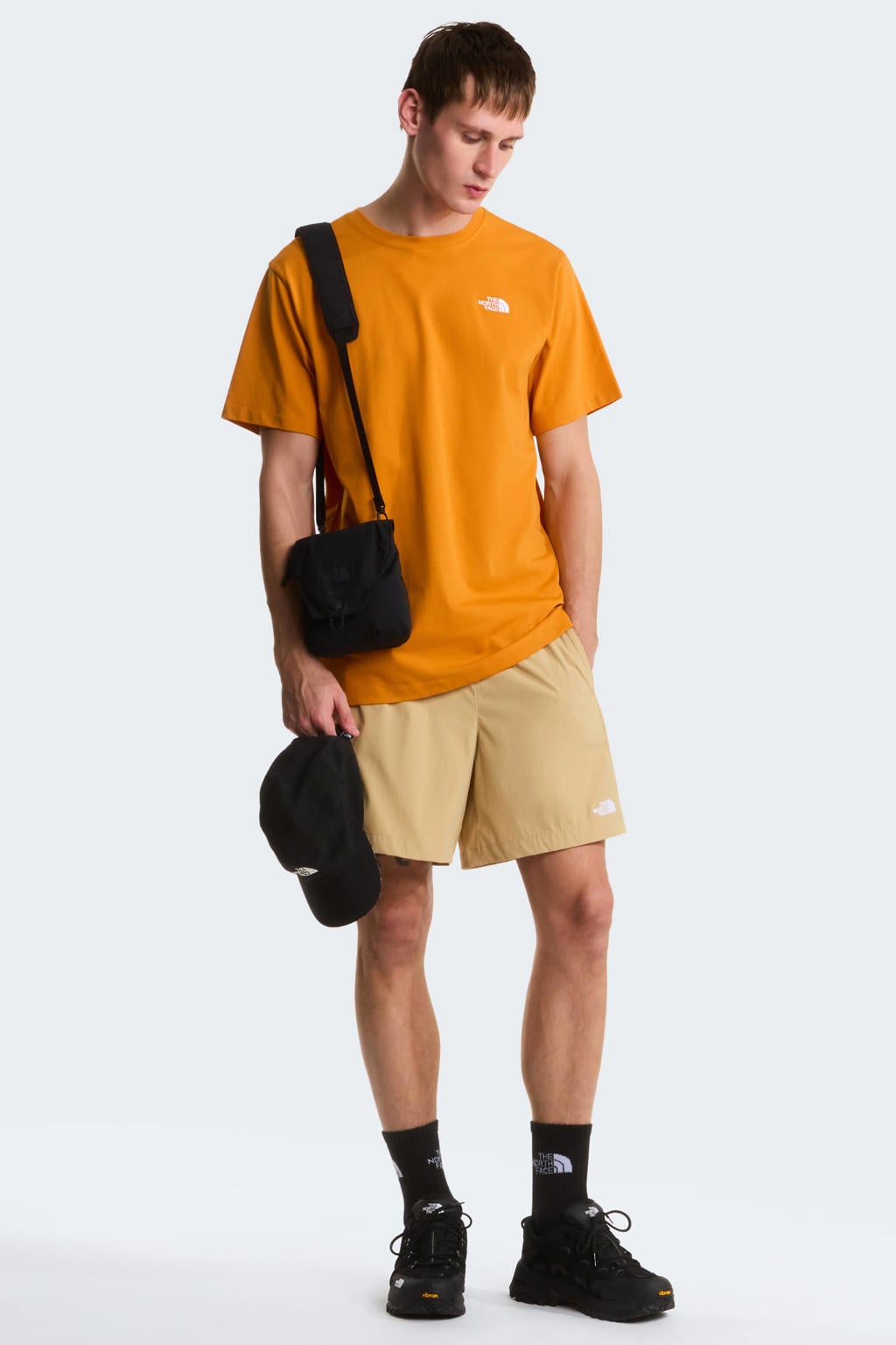 Oranje heren The North Face T-shirt Evolution Simple Dome van katoen met effen, korte mouwen en ronde hals