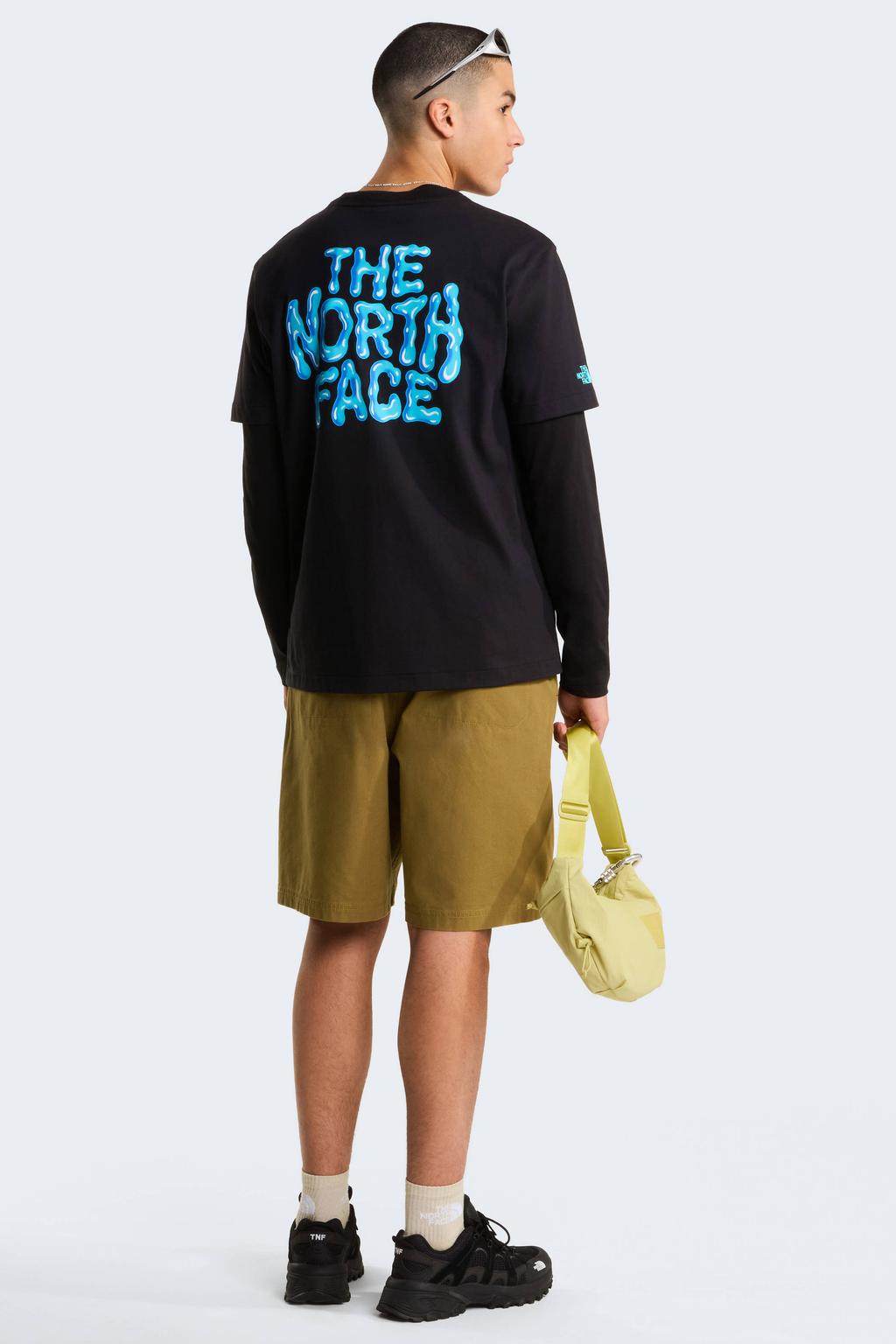 Zwarte heren The North Face T-shirt Drip Logo van katoen met backprint, korte mouwen en ronde hals