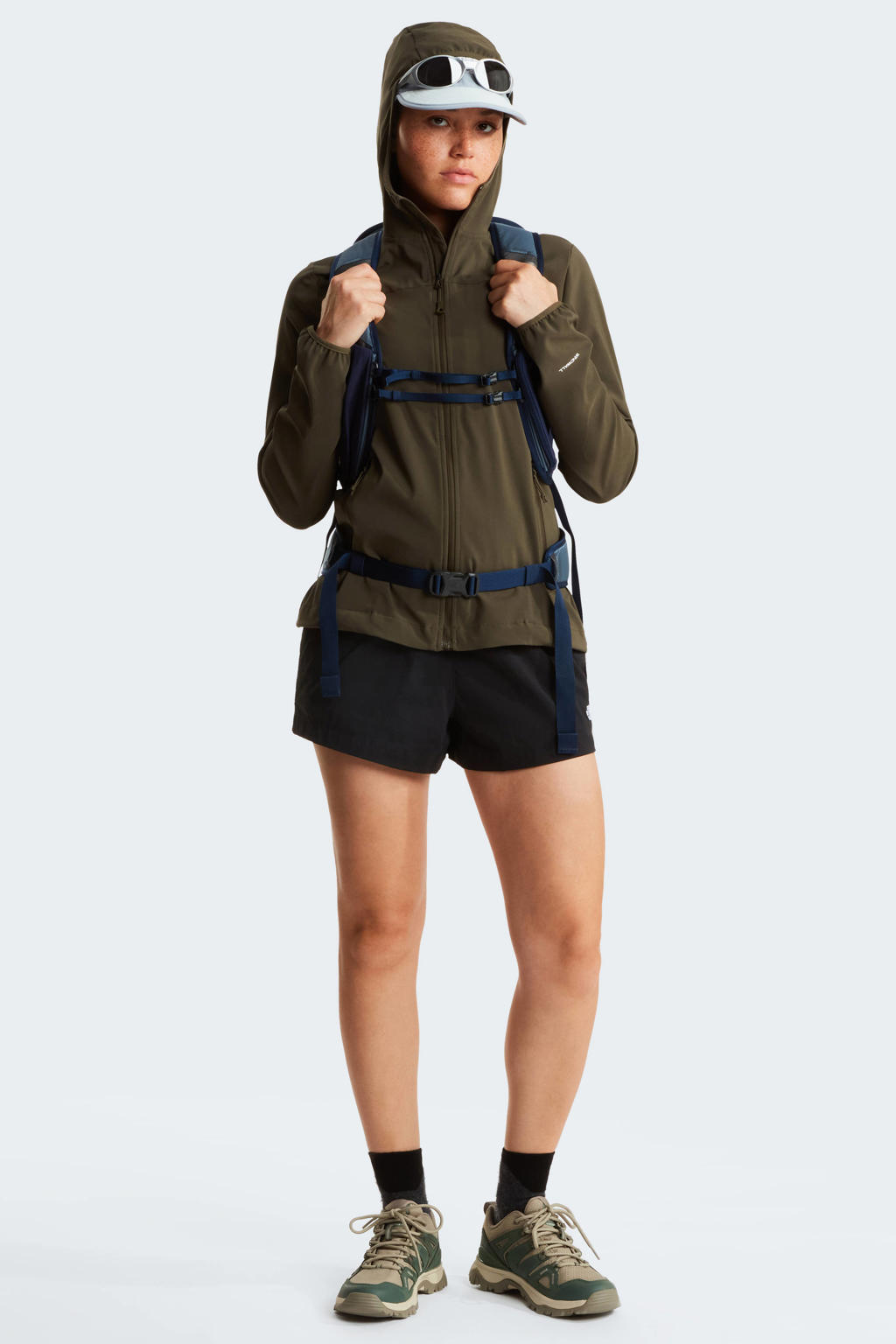Taupe dames The North Face softshell jas Nimble 2.0 met lange mouwen, capuchon en ritssluiting