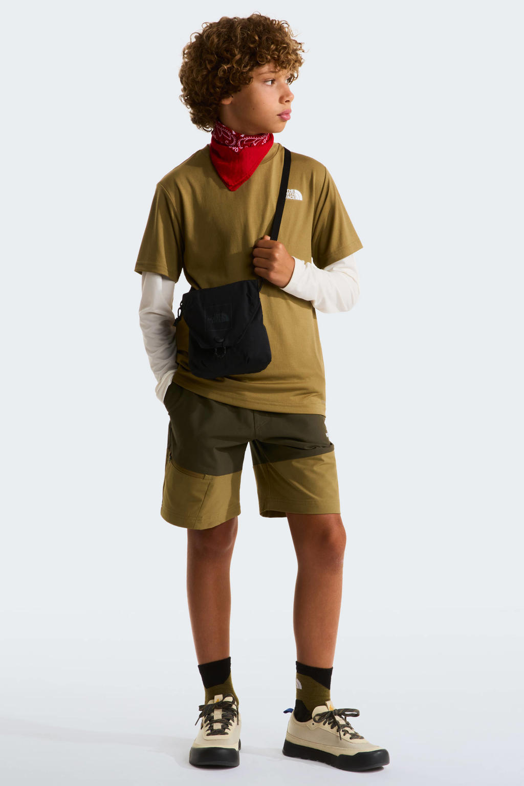 Groene jongens en meisjes The North Face T-shirt van polyester met logo dessin, korte mouwen en ronde hals