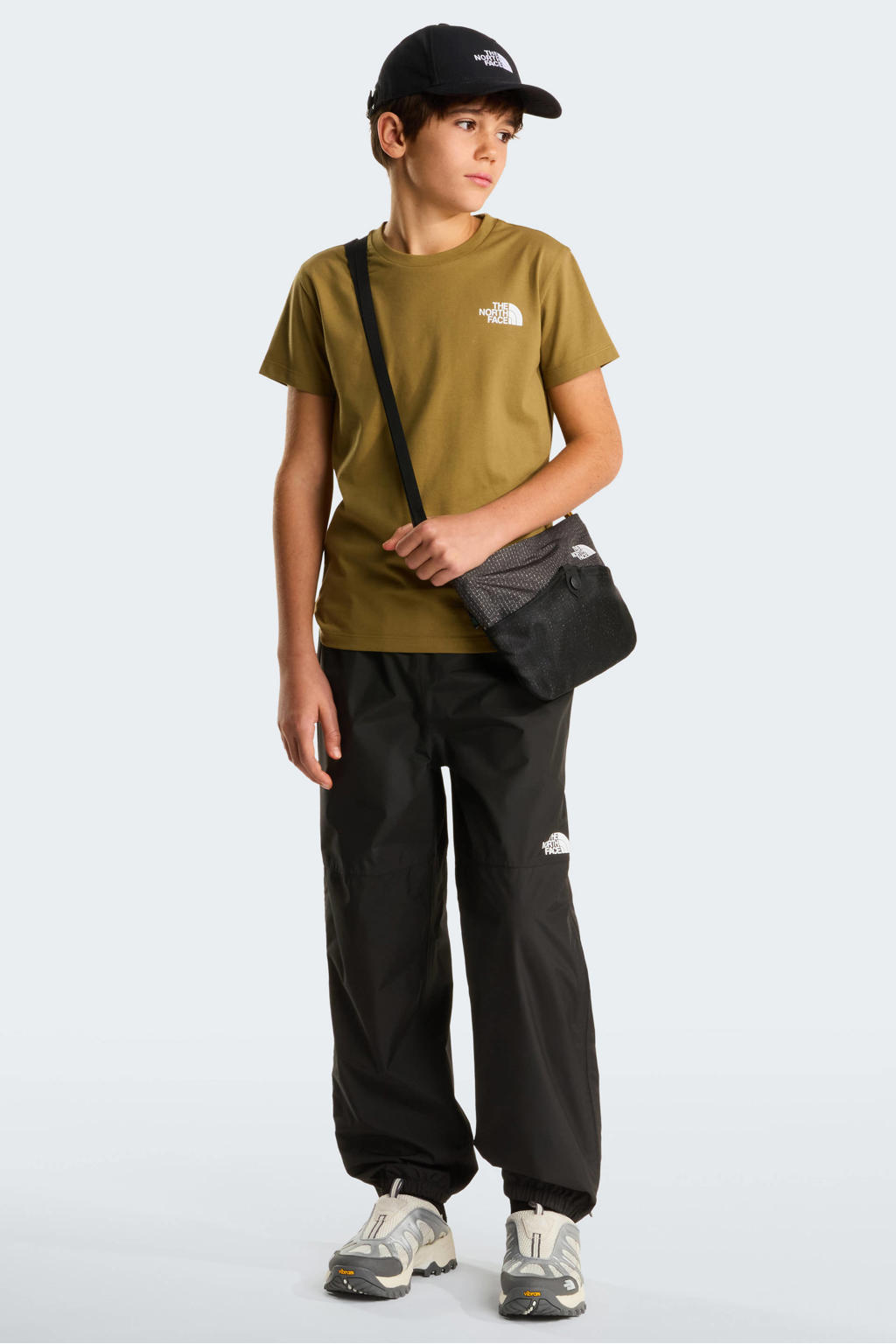Groene jongens en meisjes The North Face T-shirt van katoen met effen, korte mouwen en ronde hals