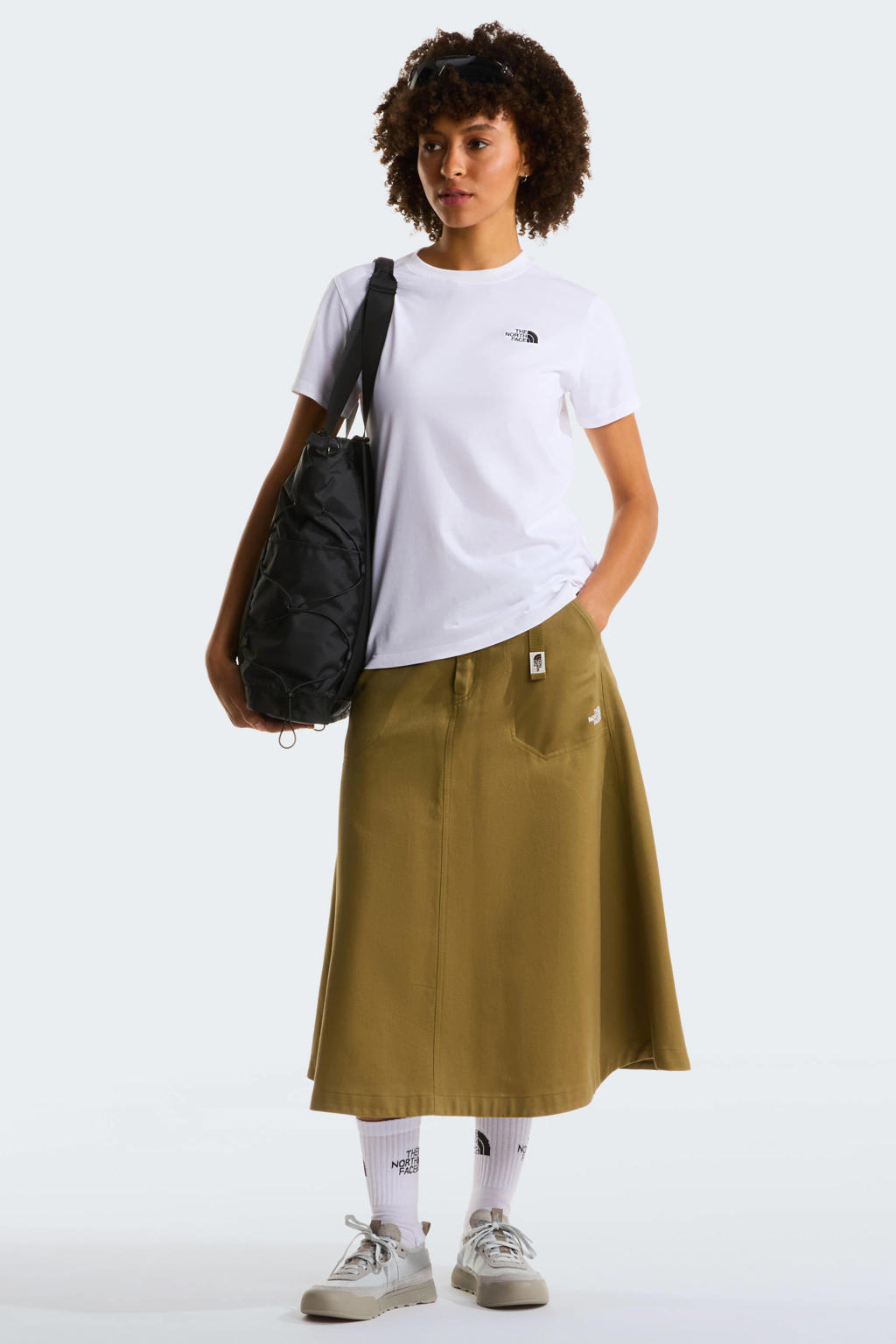 Witte dames The North Face T-shirt Evolution Simple Dome van katoen met effen, korte mouwen en ronde hals