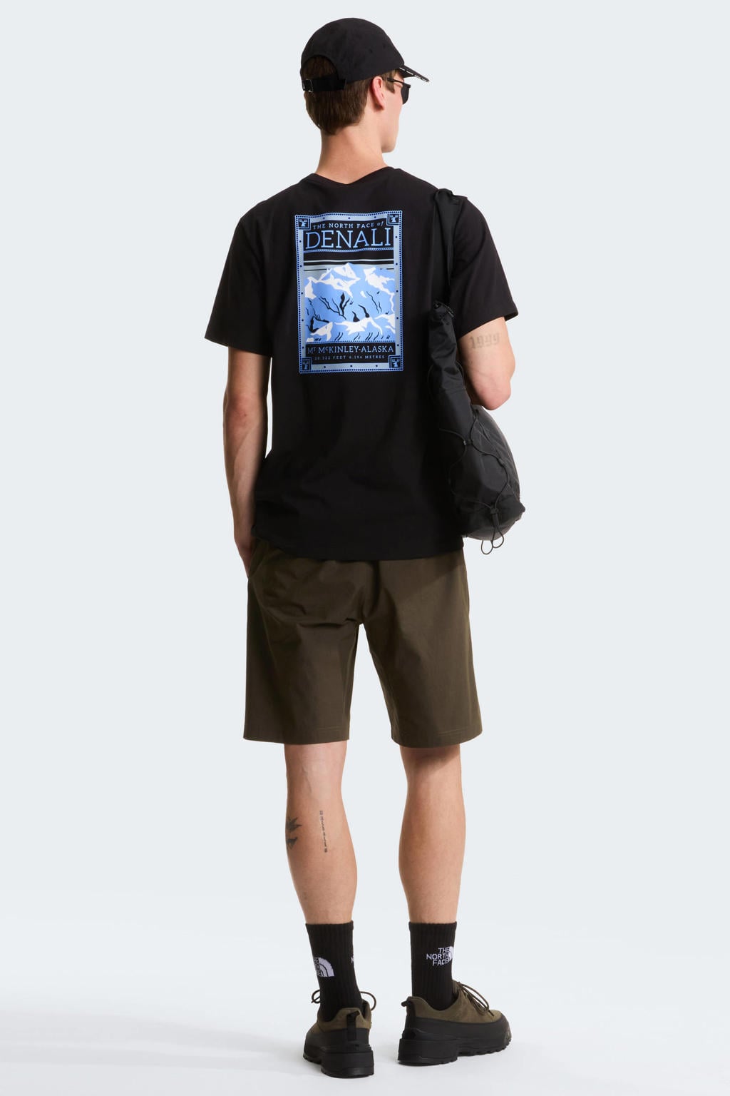 Zwarte heren The North Face T-shirt van katoen met backprint, korte mouwen en ronde hals