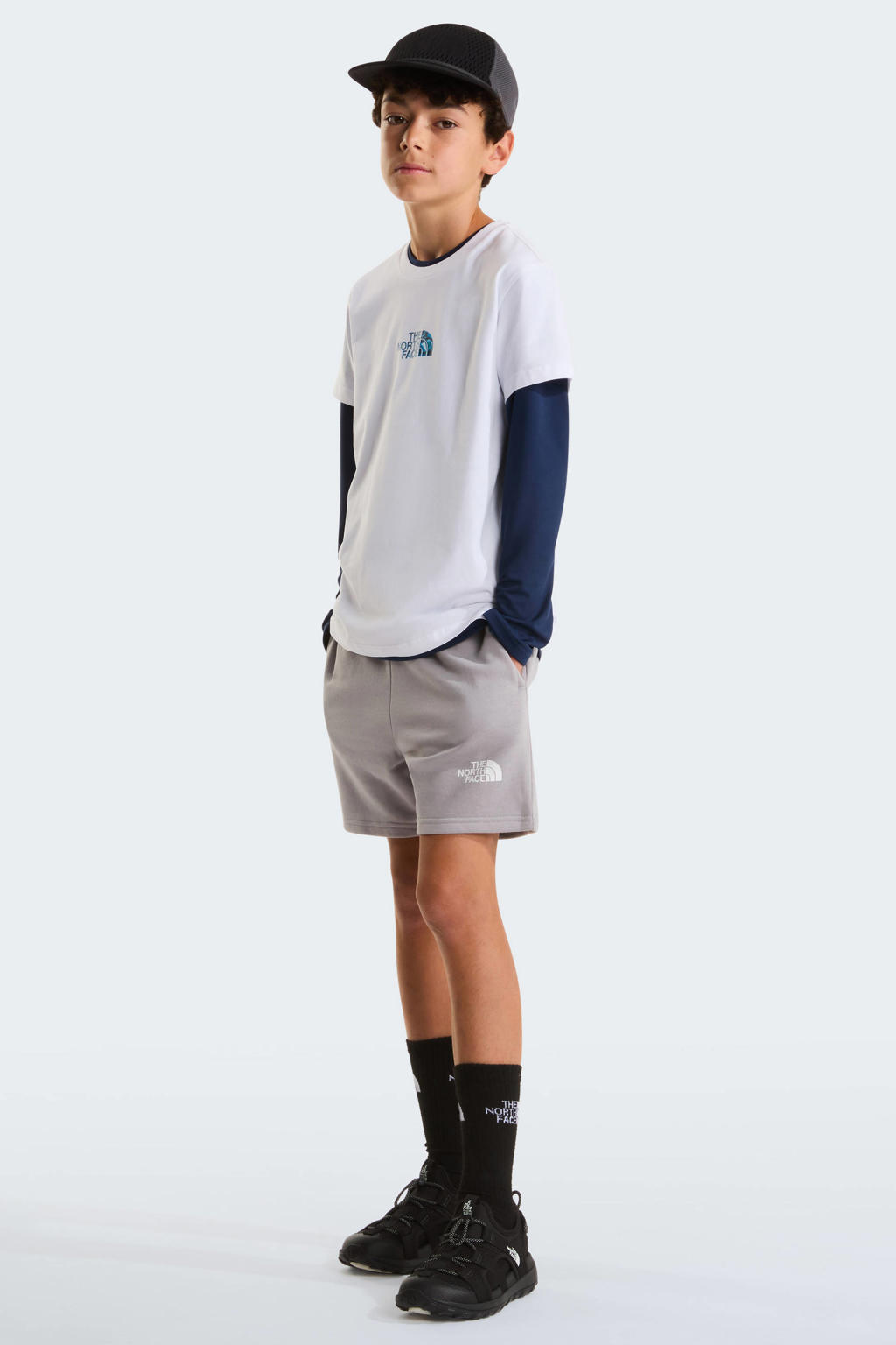 Witte jongens en meisjes The North Face T-shirt Liquid Logo van katoen met printopdruk, korte mouwen en ronde hals
