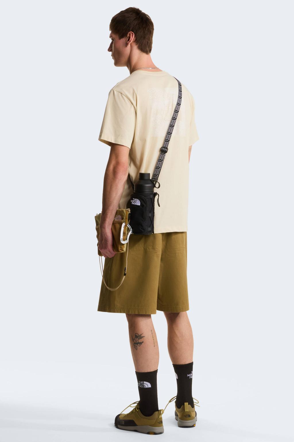 Beige heren The North Face T-shirt Box van katoen met backprint, korte mouwen en ronde hals