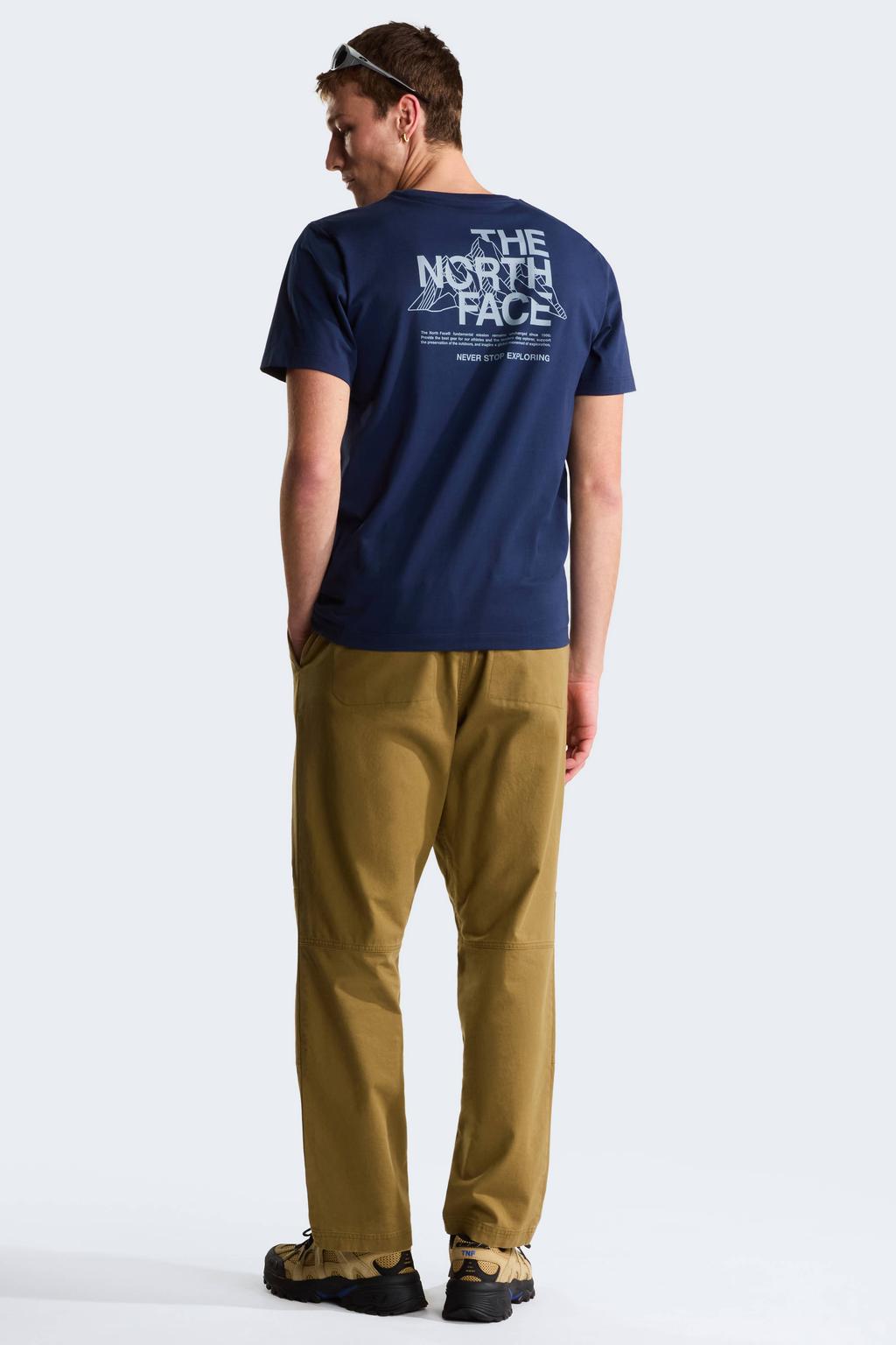 Blauwe heren The North Face T-shirt ountain Sketch van katoen met backprint, korte mouwen en ronde hals