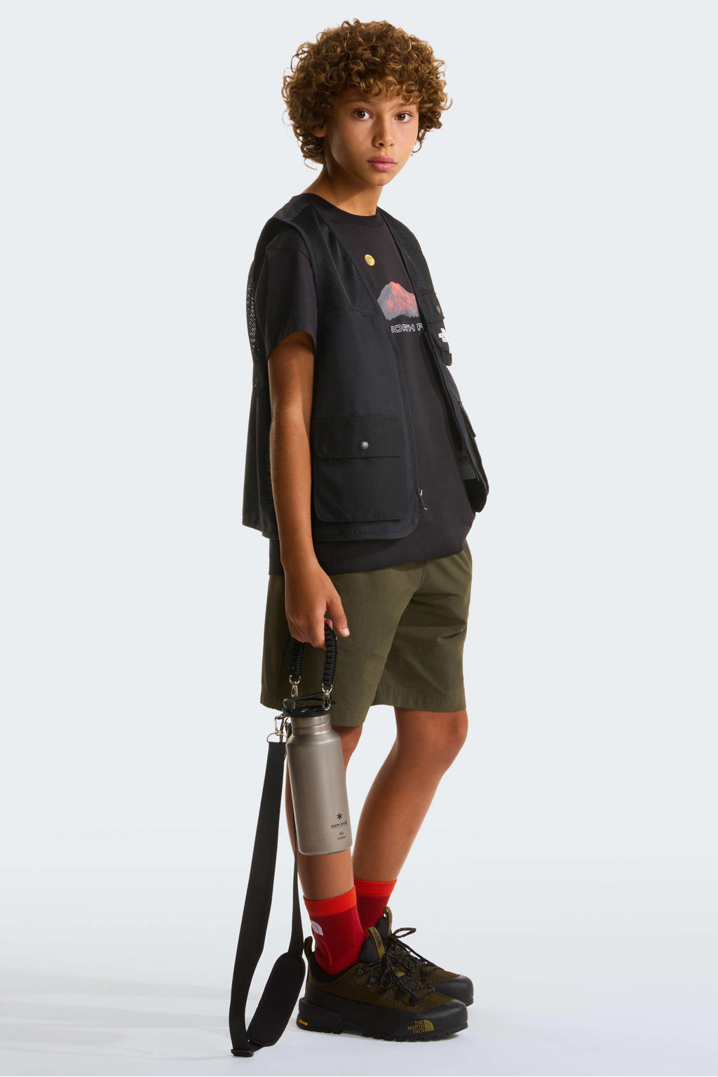 Zwarte jongens en meisjes The North Face T-shirt Mountain Night van katoen met printopdruk, korte mouwen en ronde hals